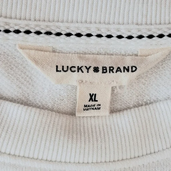 Lucky Brand Don't Worry Be Lucky Cropped Sweatshirt Sz XL - Picture 3 of 8